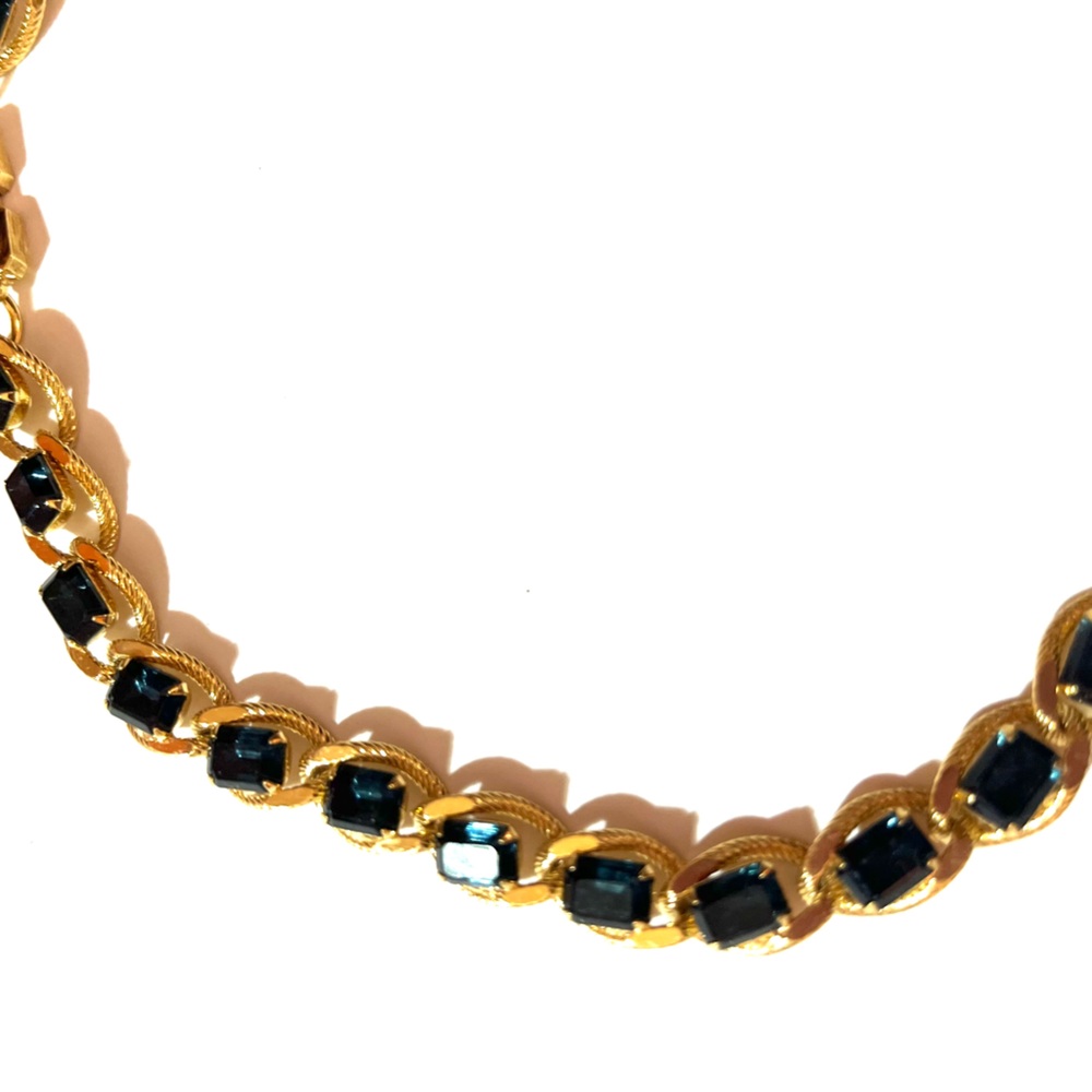 Givenchy Vintage Sapphire Crystal Rope Chain Link Necklace - Picture 4 of 15